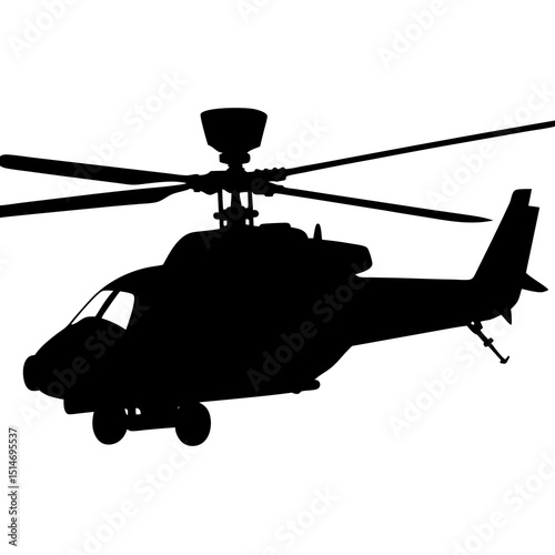 Military Attack Helicopter Silhouette – Vector Side View Illustration"


