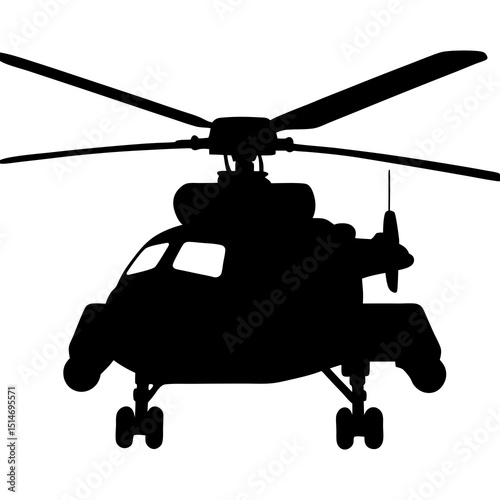 Military Attack Helicopter Silhouette – Vector Side View Illustration"

