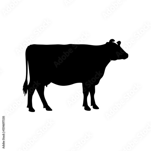 Black cow silhouette icon vector flat design on white background