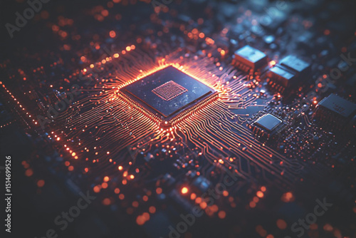 ai artificial intelligence computer processor chip circuit 3d icon illustration render design