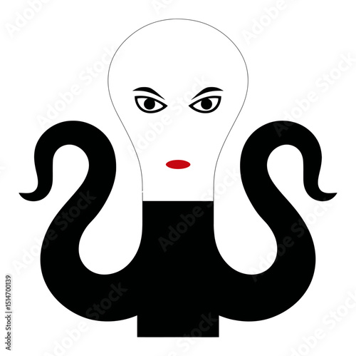 Abstract Drawing of a Character with an Octopus Theme and Lightbulb Head