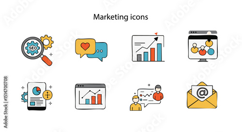 Business and Office Icons – Flat Vector Design for Corporate and Finance Use