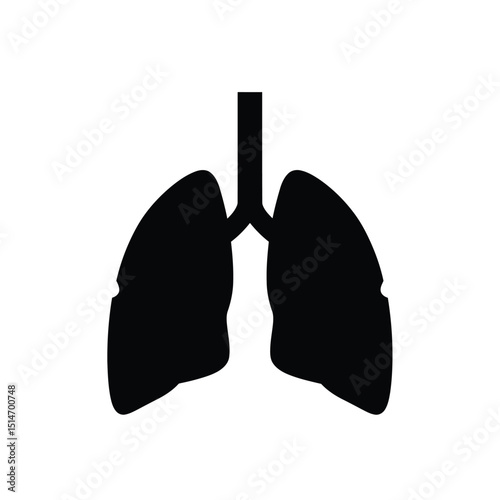 "Silhouette of Human Lungs - Medical Anatomy Illustration"