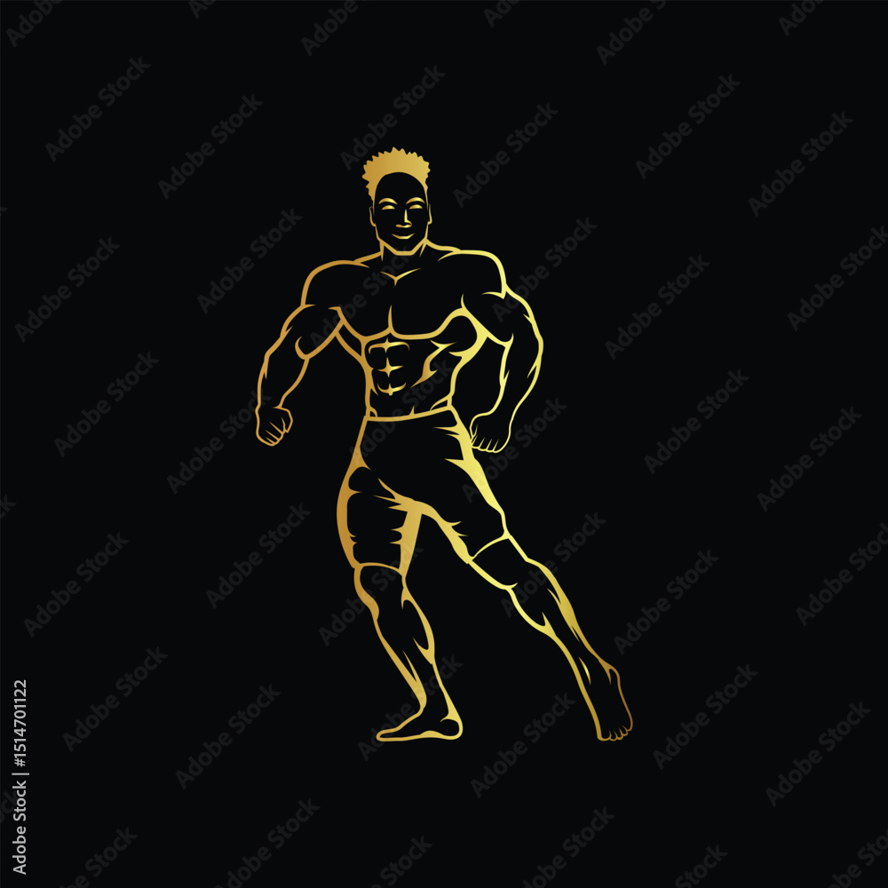 Fototapeta premium Bodybuilder Posing Icon Vector Stock Vector