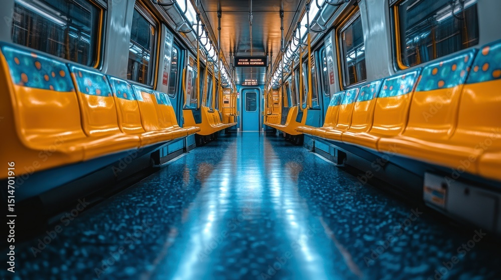 Fototapeta premium Empty subway car interior