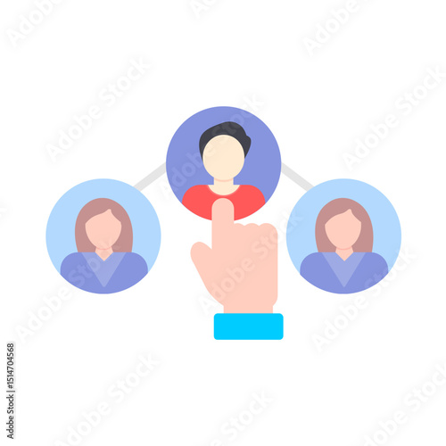 Social network communication concept with a web of connected people icons and business team symbols