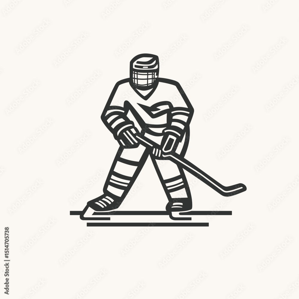 Fototapeta premium Minimalist Hockey Player Icon