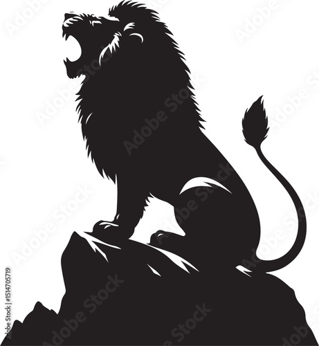 A striking black silhouette vector illustration of wild animals like a lion, cat, and wolf isolated for nature and wildlife art. photo