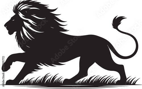 A striking black silhouette vector illustration of wild animals like a lion, cat, and wolf isolated for nature and wildlife art.