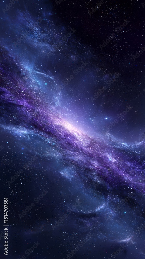 Fototapeta premium Purple And Blue Cosmic Nebula In Dark Space