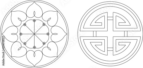 sketch vector illustration silhouette design ornament decoration pattern rosette mandala classic vintage abstract modern 
