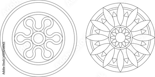 sketch vector illustration silhouette design ornament decoration pattern rosette mandala classic vintage