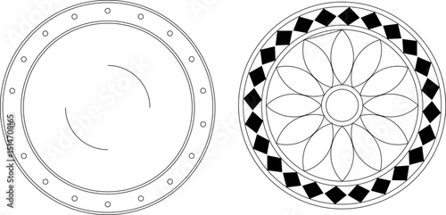 sketch vector illustration silhouette design ornament decoration pattern rosette mandala classic vintage