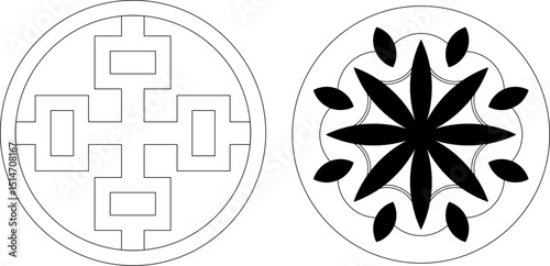 sketch vector illustration silhouette design ornament decoration pattern rosette mandala classic vintage