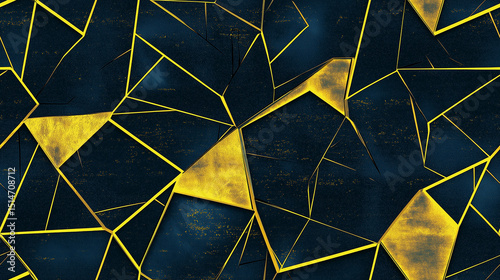 Dynamic metallic pattern combining neon yellow glow and river blue outlines, evoking Frankfurt’s modern and traditional architectural fusion.
