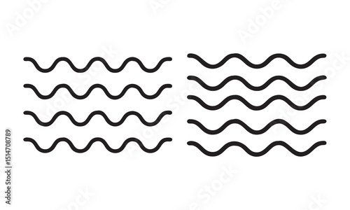 Abstract Wavy Lines and Wave Icons, water, river and sea symbol icon set
