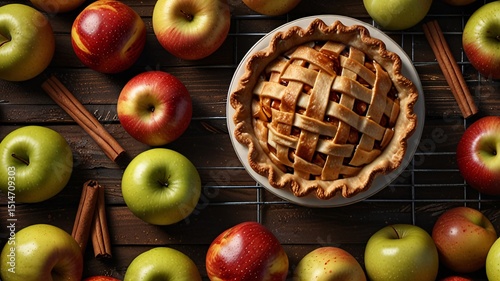 Golden Lattice Apple Pie with Flaky Crust and Caramelized Apples V6