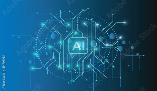 blue background AI logo cincept design on blue background