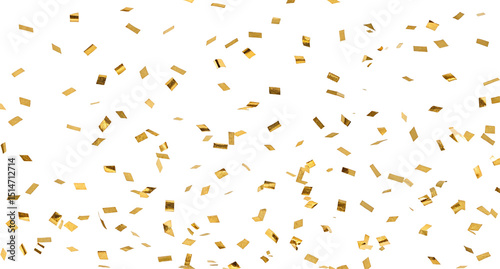 Golden confetti falling against a black background creating a festive and celebratory scene