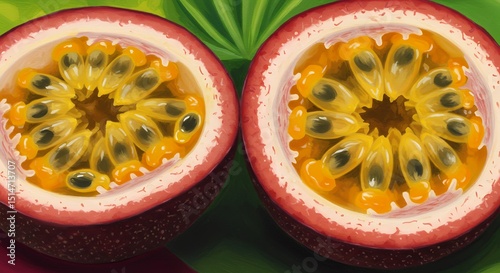 Passion Fruit Halves Illustration