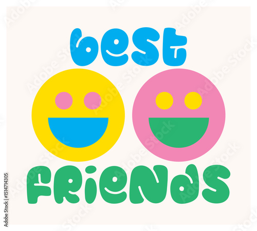 best friends lettering. vector illustration