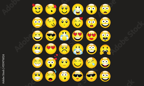 smiling faces collection vectors