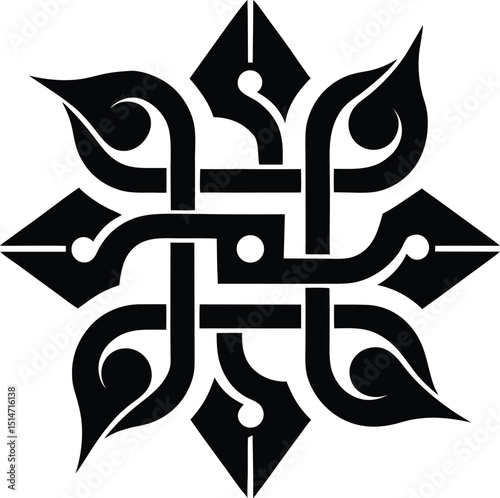 Spiritual Swastika Silhouette – Indian Religious Symbol in Vector Format
