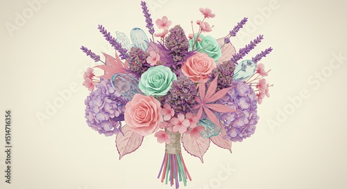 Floral bouquet with rose and lavender