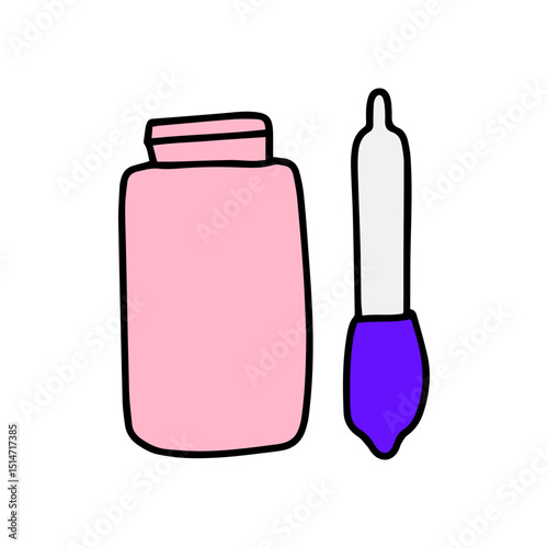 Outlne skincare or makeup element stock. Various makeup products and cosmetics on a white background. Vector illustration