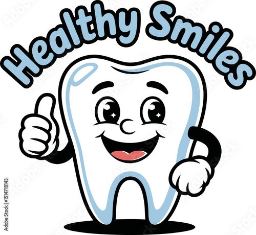 Healthy Smiles Tooth Mascot Logo