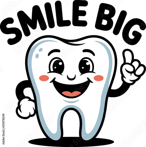 Smile Big Tooth Mascot Cartoon vector Illustration 