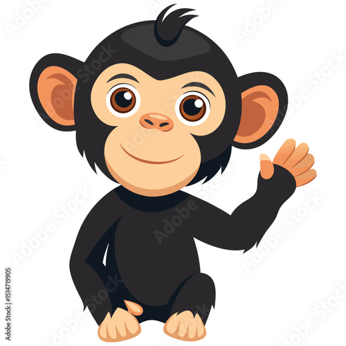 A cute and funny cartoon animal illustration of a happy baby bear character, a wild mammal, drawing smiles as a toy