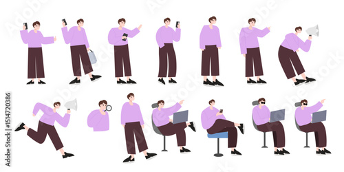 Popular flat design. Business people concept illustration. Basic office concept illustrations. Set of people vector illustrations in various activities of business planning and strategy, management, m