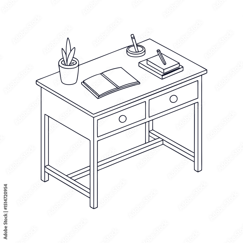desk simple with clean line art vector desk simple with clean line art vector