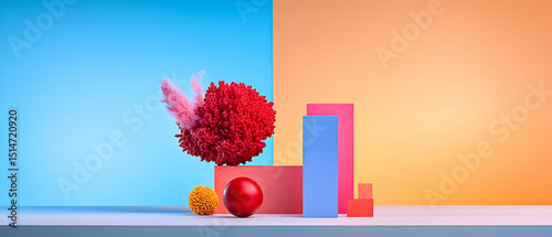 Vibrant Abstract Composition With Geometric Shapes And Colors