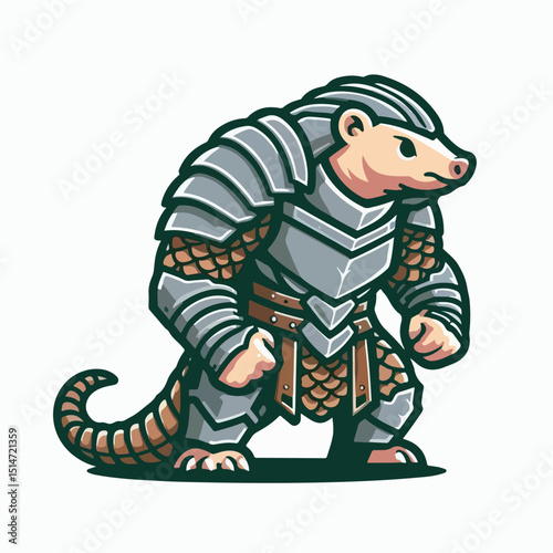 Pangolin Knight: A brave pangolin knight stands ready in full plate armor. The image evokes a sense of fantasy and protection.