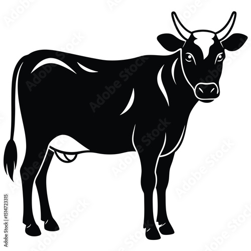 Silhouette Cow: A striking silhouette of a cow, showcasing its iconic form and graceful curves, perfectly captured in high contrast against a plain background.