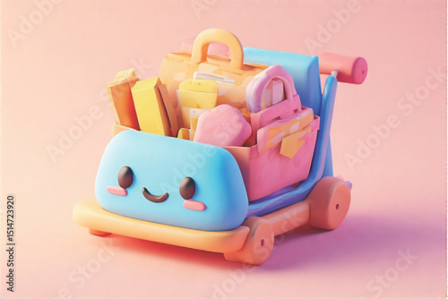 3d online shopping icon, Business and free shipping concept.