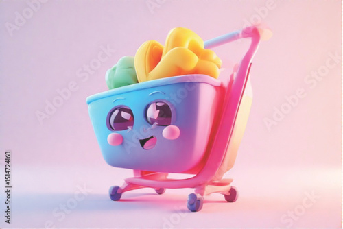 3d online shopping icon, Business and free shipping concept.