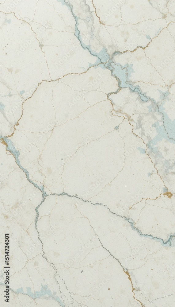 Obraz premium Calming Minimalist Marble Texture Creamy Off-White with Aqua Veins - Vertical Background