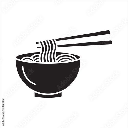 trendy ramen icons: noodles, broth, chopsticks, egg, Bold, vibrant and perfect for foodie designs on white background