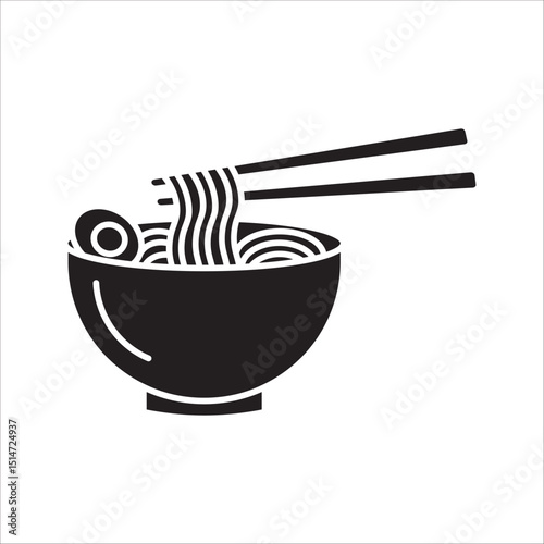 trendy ramen icons: noodles, broth, chopsticks, egg, Bold, vibrant and perfect for foodie designs on white background