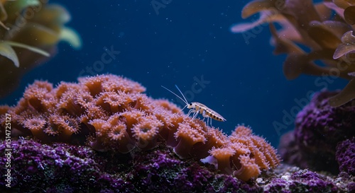 Underwater World: A Tiny Insect on Vibrant Coral Reef