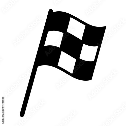 Black and white checkered flag silhouette design represents racing victory and speed