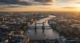 London Tower Bridge at Sunset Aerial View
