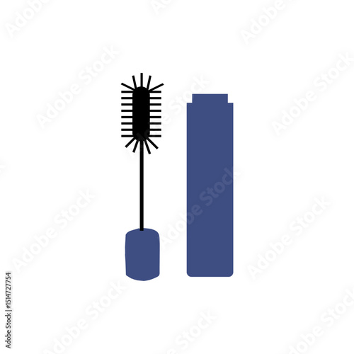 Flat design makeup element design stock. Cosmetic Products Icons Set. Colorful symbols with lipstick, mascara, moisturizer, eye shadow palette and serum. Beauty and makeup.