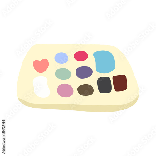 Flat design makeup element design stock. Cosmetic Products Icons Set. Colorful symbols with lipstick, mascara, moisturizer, eye shadow palette and serum. Beauty and makeup.