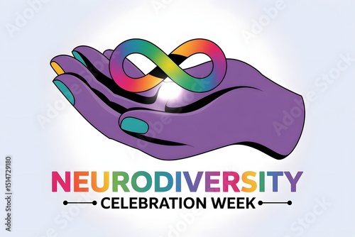 Neurodiversity Celebration Week Hand Holding Rainbow Infinity Symbol