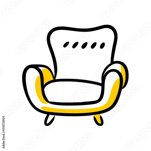 Armchair color icon on transparent background for web and graphic design