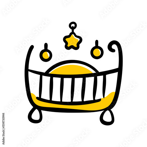 Baby crib color icon on transparent background for web and graphic design